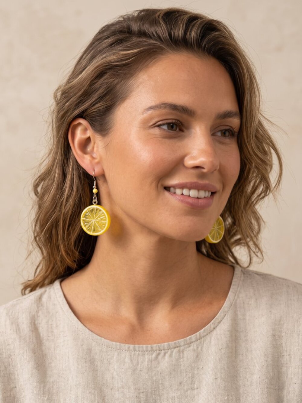 Fresh Lemon Slice Dangle Earrings | Summer Fruit Jewelry